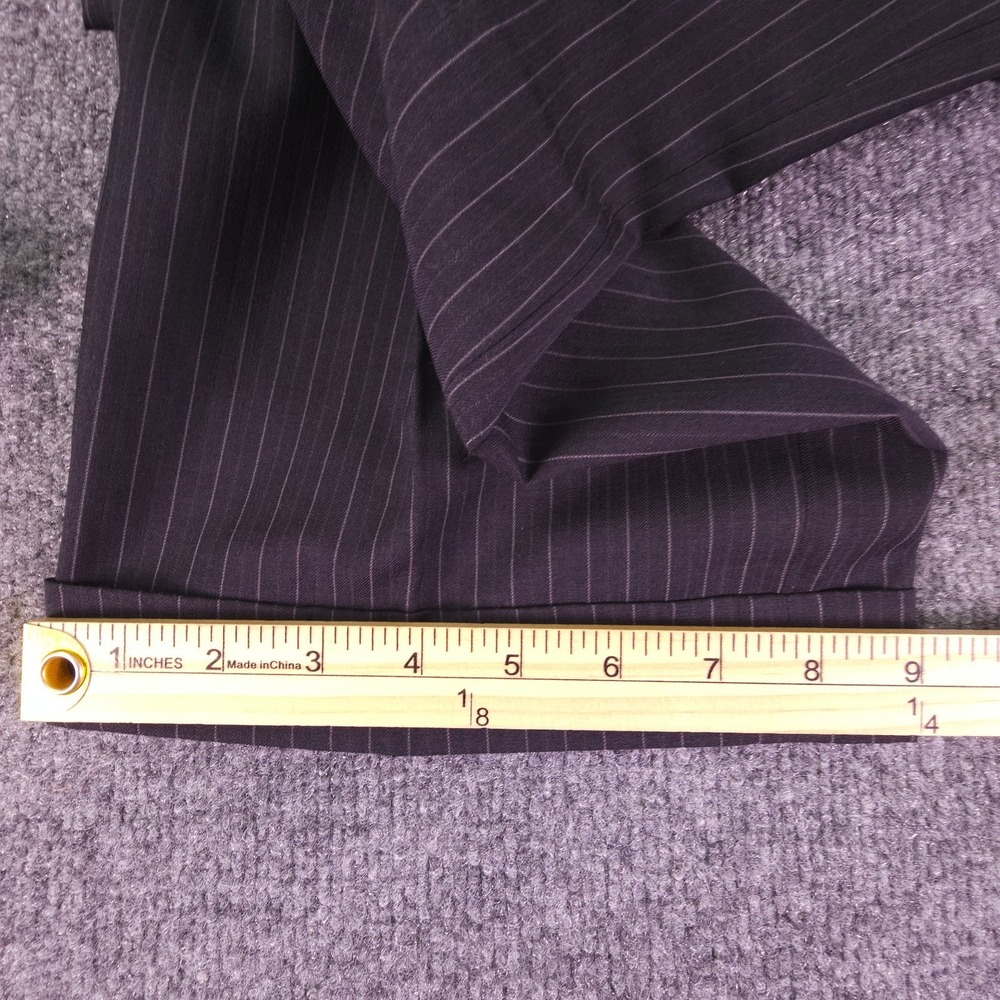 Alfani Suit Mens 42L Charcoal Pinstripe 3 Button 100% Wool Pants 35x33 Pleated - Picture 14 of 16